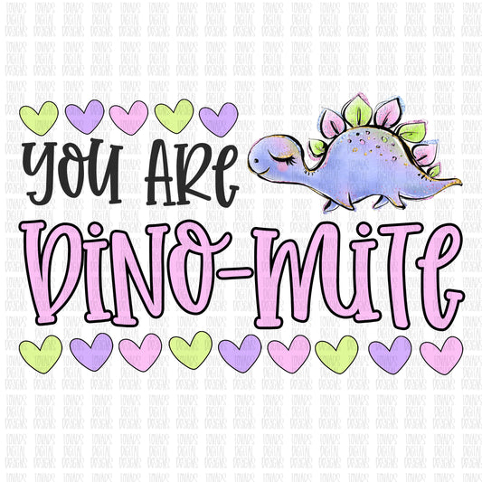 you are Dino-mite dinosaur Valentines Day pink purple dinosaurs Background Sublimation Download, Valentine's Day dinosaurs Valentines